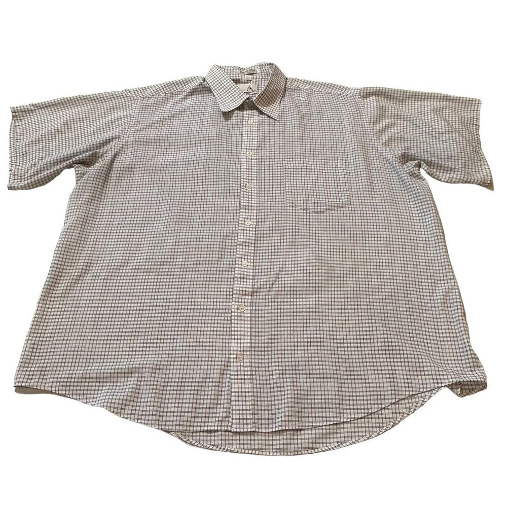Ketch Shirt Mens 18/35 White Blue Red Plaid Short Sleeve Office Button Down Work